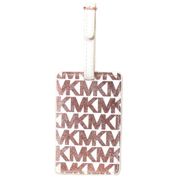 マイケルコース ラゲージタグ MICHAEL KORS PVCレザー モノグラム ID ハングタグ ネームタグ ホワイト×ローズゴールド 20210419