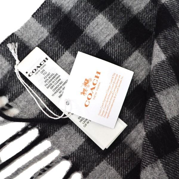 コーチ マフラー COACH ブロック チェック ウール カシミア混 ライト
