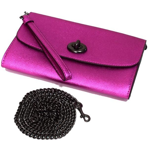 COACH（コーチ） バッグ クロスグレインレザー メタリック チェーン