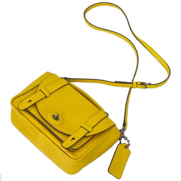 希少 コーチ メッセンジャーバッグ ブリーカー ブルックリン 2way イエロー COACH コーチ バッグ ブリーカー レザー ミニ ブルックリン