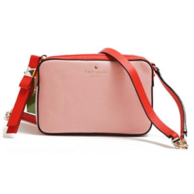 ケイトスペード バッグ katespade レザー ななめ掛け ショルダー バッグ  ピンク×オレンジレッド 3587｜pike-st