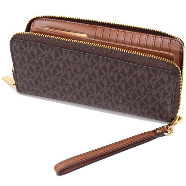マイケルコース 財布 MICHAEL KORS コーティングキャンバス レザー アコーディオン ジップ アラウンド リストレット 長財布 ブラウン 35F8GTVT3B MICHAEL KORS（マイケルコース） 財布 コーティングキャンバス レザー