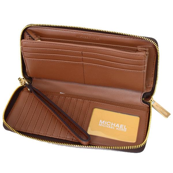 マイケルコース 財布 MICHAEL KORS コーティングキャンバス レザー アコーディオン ジップ アラウンド リストレット 長財布 ブラウン 35F8GTVT3B MICHAEL KORS（マイケルコース） 財布 コーティングキャンバス レザー