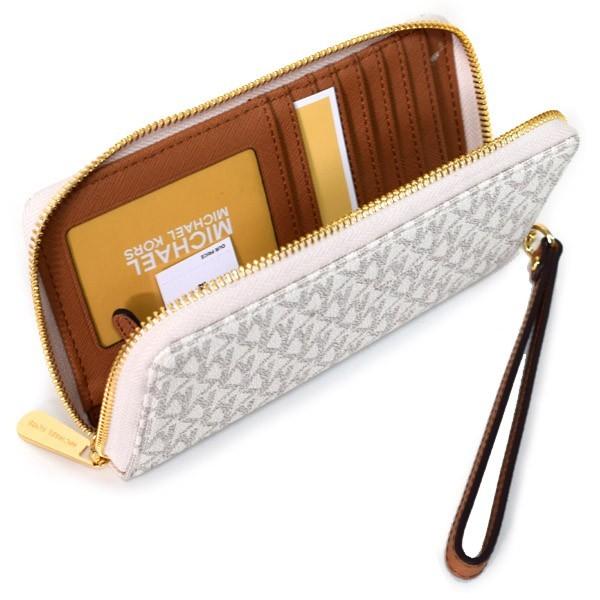 マイケルコース コンパクト財布 MICHAEL KORS レザー モノグラム フォン ウォレット リストレット iPhone 財布 バニラホワイト 35F8GTVW9B MICHAEL KORS（マイケルコース） コンパクト財布 レザー モノグラム
