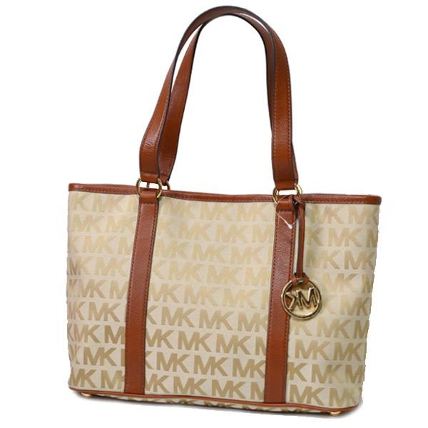 マイケルコース バッグ MICHAEL KORS  キャンパス モノグラム トー ト ショルダー ハンドバッグ ベージュ×キャメル 35H1GSUT3J｜pike-st