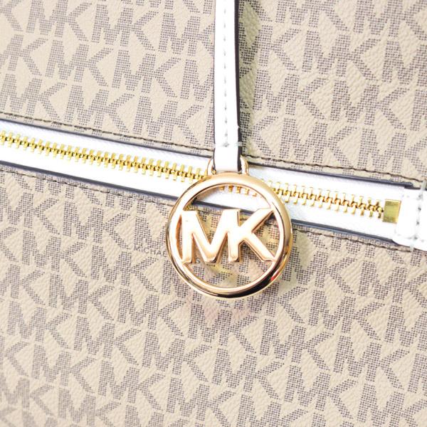 マイケルコース バッグ MICHAEL KORS レザー トラベル モノグラム 2way ラージ キャリーフック ボストンバッグ ショルダーバッグ ライトクリーム 35S3GTFD9Vの画像