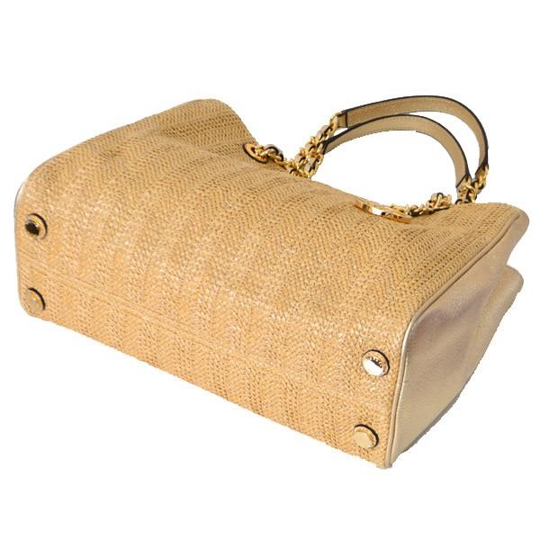 マイケルコース　カゴバッグ　ストローバッグ　ゴールドチェーン MICHAEL KORS マイケルコース バッグ ストロー レザー かご