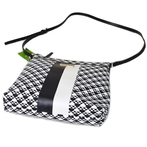 kate spade NEWYORK 黒白 ストライプデザイン ショルダーバッグ 【公式