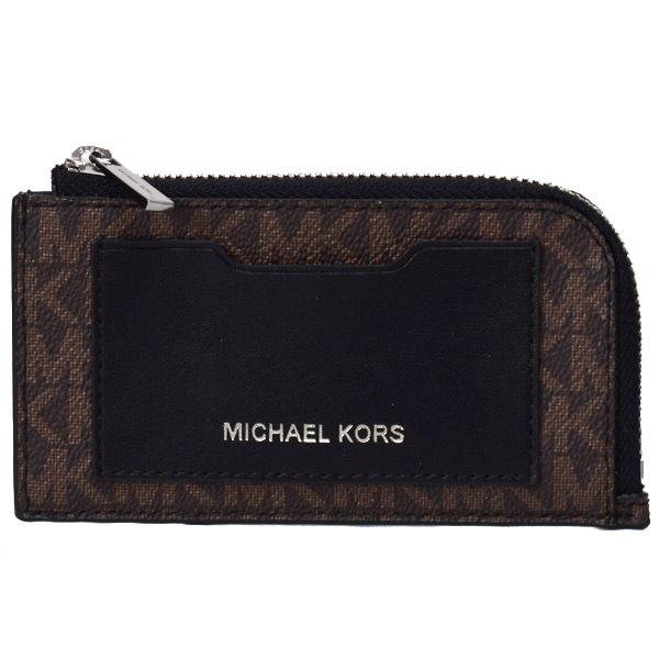 マイケルコース ケース MICHAEL KORS PVCコーティングキャンバス レザー モノグラム ギフティング ロゴ L字 ジップ カードケース ケース ウォレット ブラウン×ブラック 36S0LGFE6B MICHAEL KORS（マイケルコース） コインケース MICHAEL KORS PVC