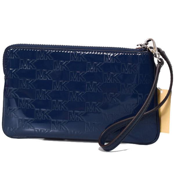 マイケルコース ポーチ MICHAEL KORS パテント レザー モノグラム ジェット セット アイテム LG ガセット リストレット マルチ ポーチ ネイビー 38S0CTTW7V_1