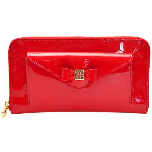 トリーバーチ 長財布 TORY BURCH パテントレザー リボン ジップ