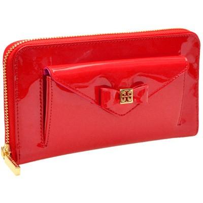 トリーバーチ 長財布 TORY BURCH パテントレザー リボン ジップ