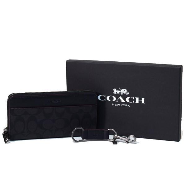 COACH コーチメンズ 長財布シグネチャー ブラックオックス