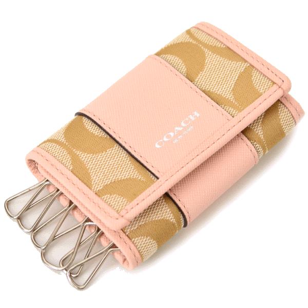 COACH コーチ キーケース シグネチャー ストライプ 6連 ピンク COACH コーチ キーケース シグネチャー ストライプ 6連 ピンク