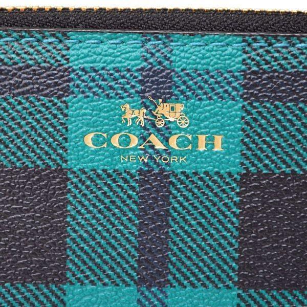 COACH コーチ 長財布 チェック プリント アコーディオン ジップ