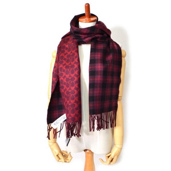 コーチ マフラー COACH リバーシブル シグネチャー タータン チェック  