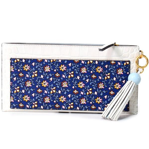 トリーバーチ 長財布 TORY BURCH レザー カラーブロック トップ ジップ