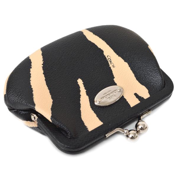 未使用　がま口 小銭 COACH コーチ ケース シグネチャー ポーチ COACH（コーチ） 小銭入れ ゼブラ フレームド がまぐち コインケース