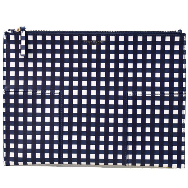 トリーバーチ クラッチ バッグ Tory Burch レザー ブロック チェック柄 ｔ クラッチ トラベル チェック柄 ロゴ 小物 ポーチ 662b ブランド専門店 ロイヤルネイビーチェック パイクストリート ミディアム クラッチバッグ 662