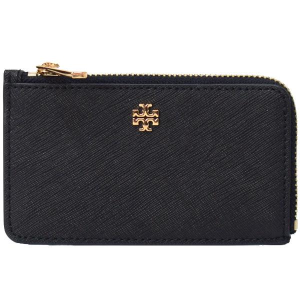 トリーバーチ カードケース TORY BURCH サフィアーノレザー エマーソン ロゴ ジップ L字 カードケース 定期入れ 小銭入れ コインケース ブラック 80903｜pike-st