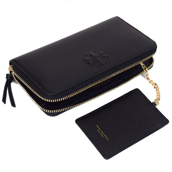 ✈ 希少　トリーバーチ　PVC レザー　ファスナー 長財布　黒　ブラック　ロゴ トリーバーチ TORY BURCH TORY BURCH トリバーチ アウトレット 財布 長