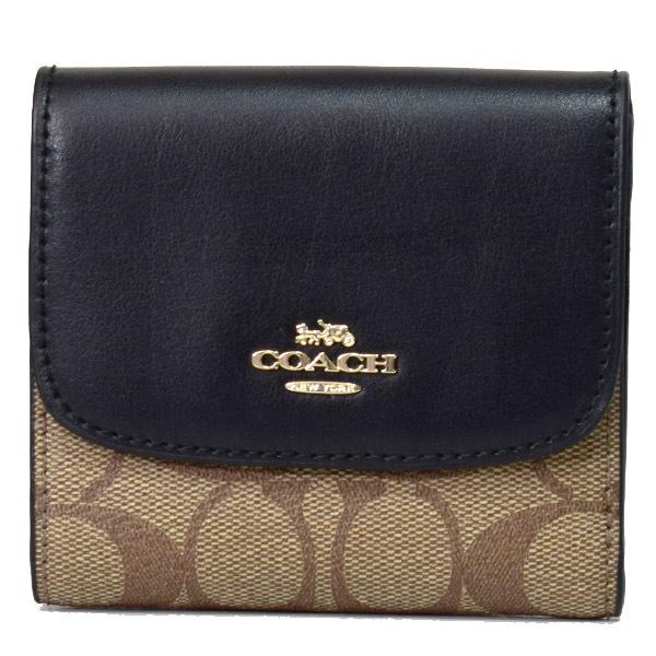 コーチ 財布 COACH ラグジュアリー シグネチャー スモール 三つ折り財布 カーキ×ブラック 87589