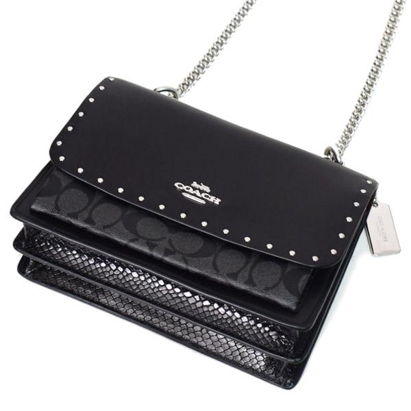 COACH シグネチャー ショルダーバッグ スタッズ パイソン 2way PVC