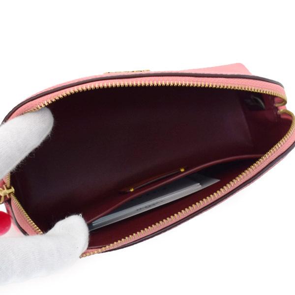 COACH コーチ コスメポーチ ぺブルレザー ロゴ ラディッシュ