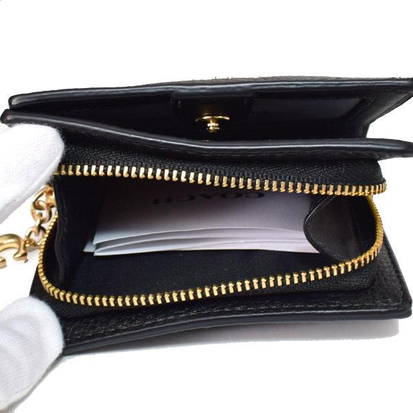 COACH（コーチ） 財布 ぺブルレザー ロゴチャーム スナップ ウォレット