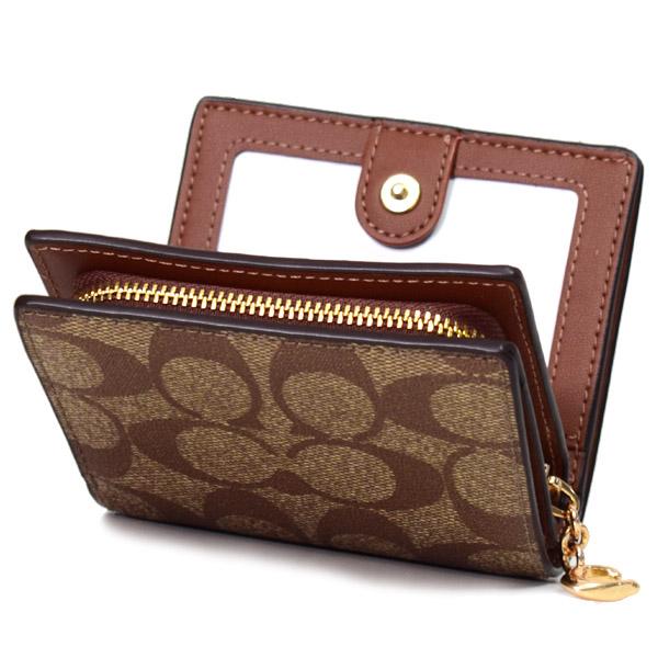 COACH コーチ C3309 二つ折り財布 シグネチャー ブラウン キャンバス COACH（コーチ） 財布 コーティングキャンバス スムースレザー