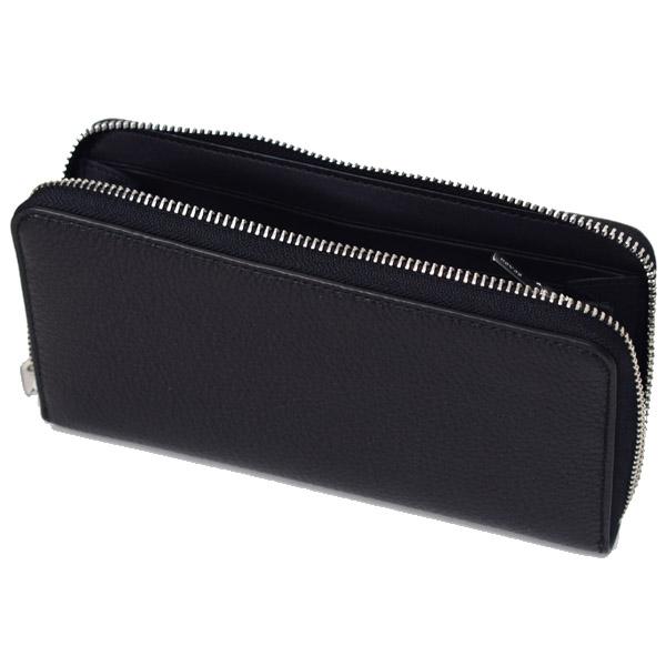 コーチ 長財布 COACH ぺブルレザー ロゴ リストレット ロング ジップ アラウンド 長財布 シルバー×ブラック C4451 COACH（コーチ） 長財布 ぺブルレザー ロゴ リストレット ロング