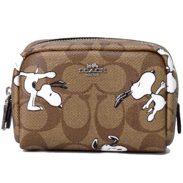 COACH コーチ コスメポーチ コーティングキャンバス スムースレザー 