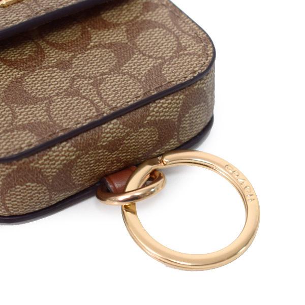 保存袋付未使用美品コーチCOACH ダークブラウン ミニバッグ型キーホルダー本物 COACH（コーチ） キーホルダー コーティングキャンバス スムースレザー