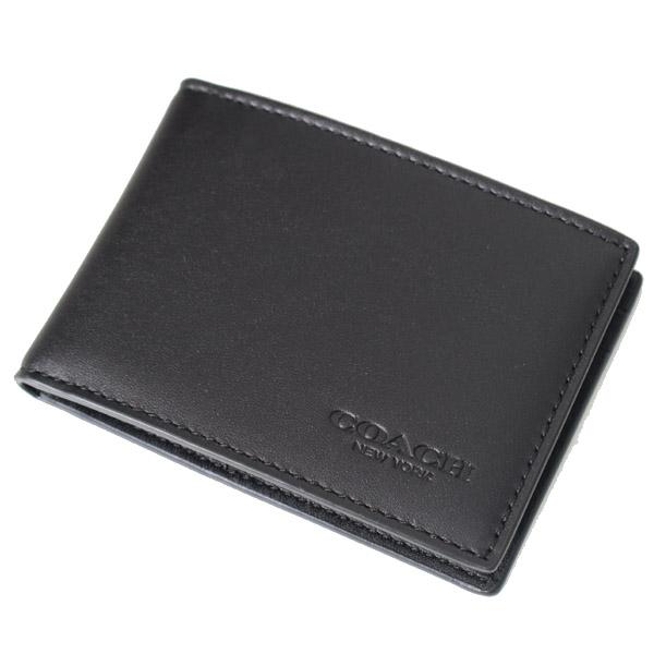 コーチ メンズ 二つ折り財布 新品 黒 レザー 箱付 COACH（コーチ） メンズ 財布 レザー ホースアンドキャリッジ ギフト