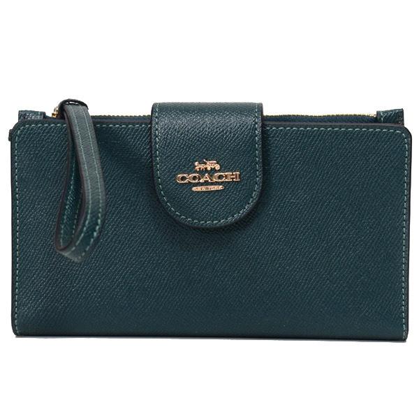 COACH グリーン リストレット 長財布 COACH（コーチ） 長財布 レザー チャーム付き リストレット 専用BOX