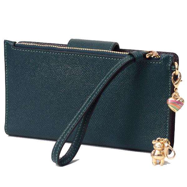 COACH グリーン リストレット 長財布 Amazon.co.jp: コーチ 長財布 COACH レザー チャーム付き リストレット