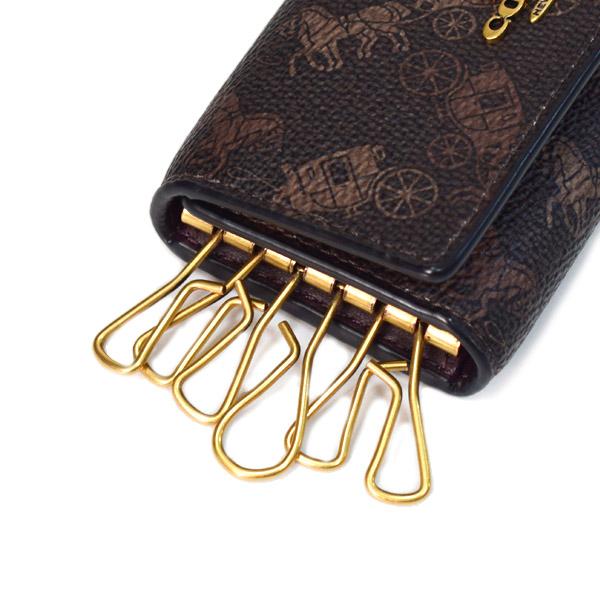 Coach レザー キーケース ブラウン/ブラックホースキャリッジ