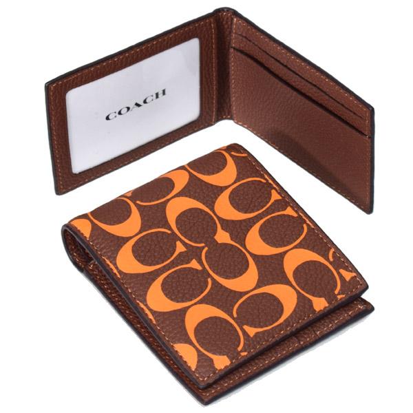 COACH（コーチ） メンズ 財布 ぺブルレザー シグネチャー コンパクト