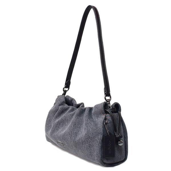 COACH コーチ デニム 2WAY ショルダーバッグ ハンドバッグ 巾着型 コーチ バッグ COACH デニム 巾着 レザー フェイ ロゴ 3WAY