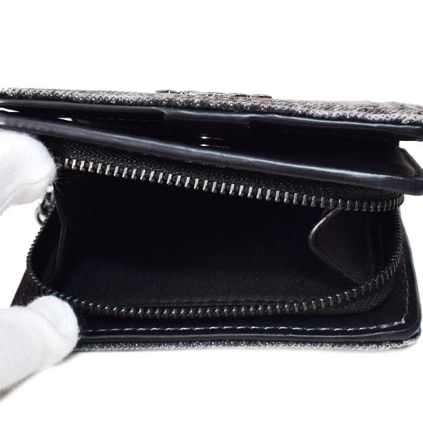 COACH コーチ 財布 デニム レザー ロゴ チャーム コンパクト