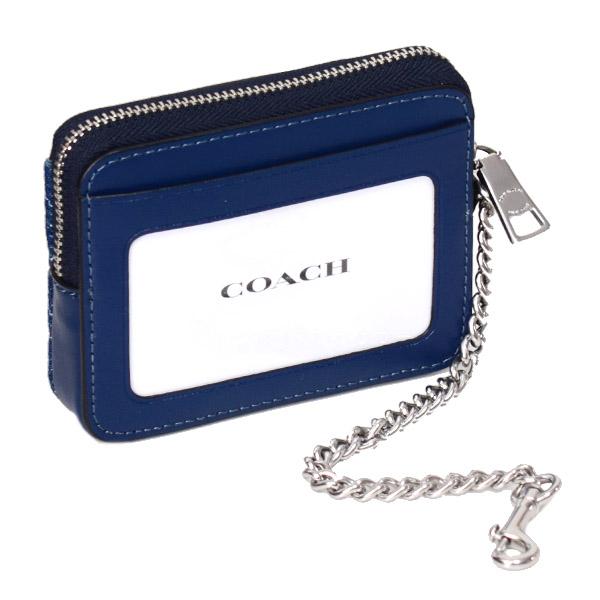 COACH（コーチ） コインケース デニム キルティング レザー チェーン