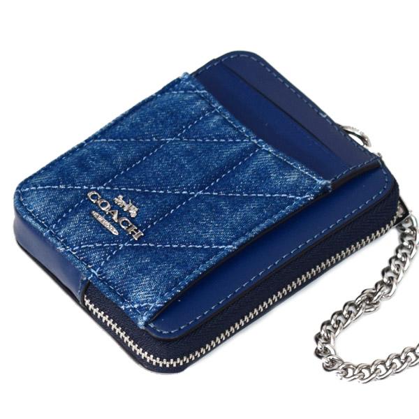 COACH（コーチ） コインケース デニム キルティング レザー チェーン