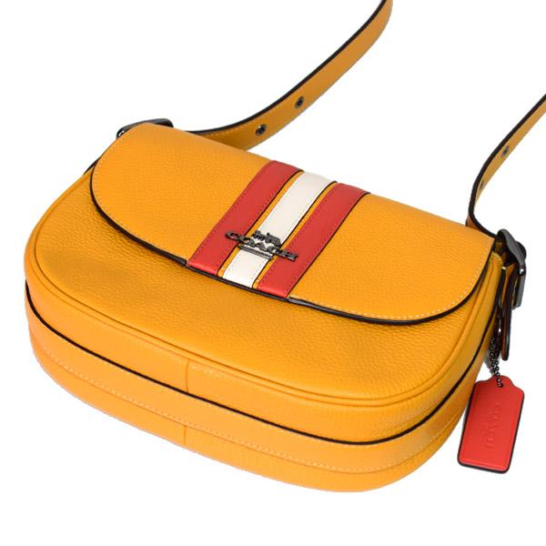 COACH（コーチ） バッグ ぺブルレザー ストライプ メイシー サドル