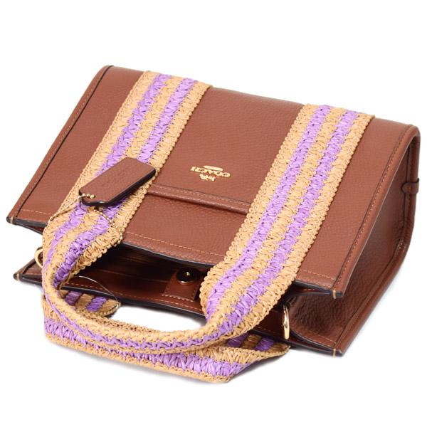 COACH（コーチ） バッグ ぺブルレザー ストロー ミニ スミス ロゴ 2WAY