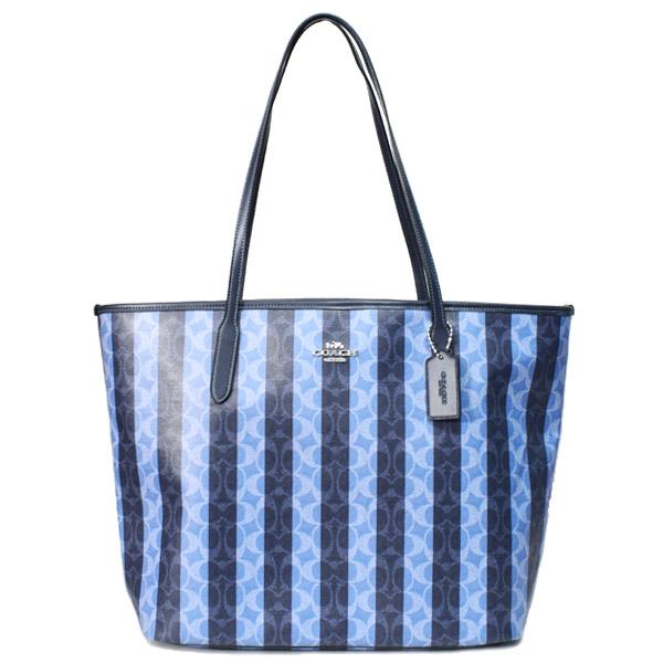 コーチ バッグ COACH コーティングキャンバス レザー シグネチャー ストライプ ロゴ シティ トートバッグ デニム×ミッドナイトネイビー CBI03 COACH（コーチ） バッグ コーティングキャンバス レザー シグネチャー
