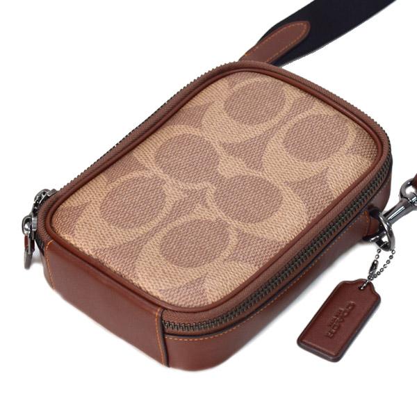 コーチ メンズ バッグ COACH コーティングキャンバス レザー シグネチャー スタントン 2WAY クロスボディ 斜め掛け ショルダー バッグ タン×ビンテージブラウン CBI33 COACH（コーチ） メンズ バッグ コーティングキャンバス レザー
