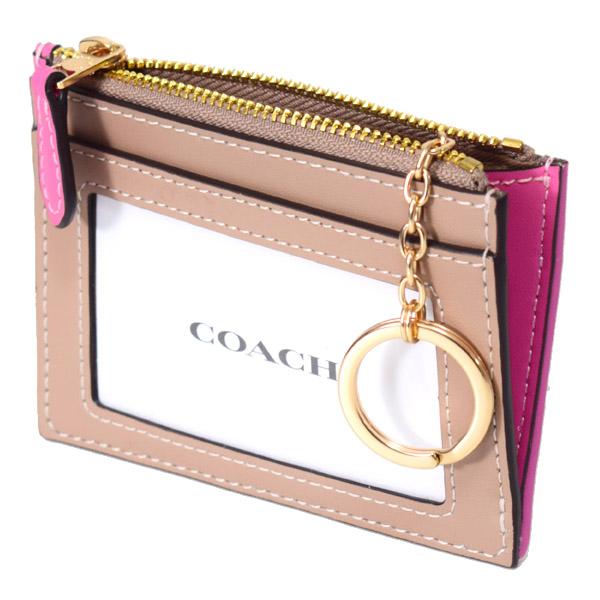 未使用・希少カラー/コーチ　キーリング　手帳型　シグネチャー　キャンバス　ピンク COACH（コーチ） コインケース キャンバス レザー プレイド チェック