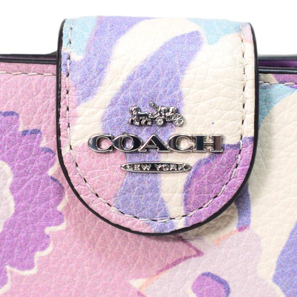 COACH コーチ 財布 レザー 花柄 フローラル プリント ミディアム