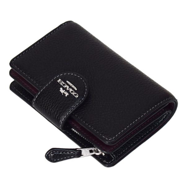 COACH（コーチ） 財布 ぺブルレザー ロゴ ミディアム コーナー ジップ