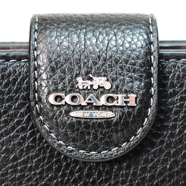 COACH（コーチ） 財布 ぺブルレザー ロゴ ミディアム コーナー ジップ